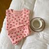 Pijama para Niños y Niñas Categoría a Primavera y Otoño Cuello Redondo Dibujos Animados Set de Ropa Interior Bebé 280g Lana Pull-Up Ropa para el Hogar