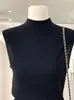 Chal de punto sin mangas de alta gama, nicho, exquisito, con textura de cuerda retorcida, top suave, amigable con la piel, elástico para mujer