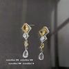 Pendientes de cristal amarillo huevo chapados en oro de 18 quilates con ocho corazones y ocho flechas, pendientes de flor de circón con diamantes.