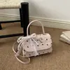 Bolso Cuadrado Pequeño Nuevo con Lazo para Mujer, Bolso de Hombro Cruzado Versátil a la Moda, Bolso de Mano de Gama Alta Estilo Ins