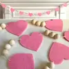 Exclusivo Transfronterizo Día de San Valentín Corazón de Fieltro Blanco Rojo Rosa Bandera de Tirar Banner de Amor Xoxo Decoración de Chimenea