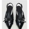 2026 Moda Diaria de Moda Hebilla para Viajar Tacones Altos Punta Fina Charol Versátil Stiletto Tacón de Gato Sandalias Estilo Nuevo