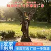 Escultura em bronze fundido de figura de anjo grande para exterior com asas, estátua de anjo estilo ocidental, fabricante de estátua de bronze de anjo luminosa