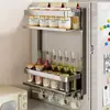 Estante de Almacenamiento Magnético para Refrigerador de Cocina con Portaespecias, Portarrollos de Papel de Cocina y Film Transparente, Gancho Doméstico sin Taladro