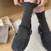 Calcetines de encaje Melard para mujer, estilo coreano para otoño e invierno, calcetines de algodón de color liso hasta la mitad de la pantorrilla, calcetines apilados sin costuras con patrón oscuro estilo ballet