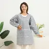 Ropa de Trabajo linda para Vendedor de Guardería de Cocina Manga Larga a Prueba de Aceite Algodón para el Hogar Antiretroceso Mono Estilo Coreano Moda Delantal