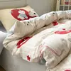 Juego de Ropa de Cama de Algodón de Dibujos Animados de Cuatro Piezas 2026 Modelo Nuevo Todas las Estaciones Individual Sábana de Algodón Puro Funda de Edredón Ropa de Cama para Dormitorio