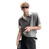 Camisa Polo de Verão Falsa de Duas Peças Estilo Minimalista de Alta Inteligência com Gola, Camiseta Color-Blocking Unissex de Manga Curta Estilo Old Money Tendência