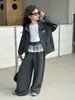 Conjunto Casual de Otoño para Niñas 2025 Nuevo Estilo para Niñas Mayores, Sudadera de Rayas a la Moda de Primavera y Otoño y Pantalones de Pierna Ancha Conjunto de Dos Piezas