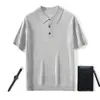 26 Estilo Fino de Verão 100% Lã Fina Camisa Polo Masculina de Manga Curta Camiseta de Fio Yangzi Gola Polo Casual