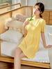 Vestido Refrescante de Seda de Gelo 2026 Moda Nova Primavera/Verão Emagrecedor Roupa de Dormir para Casa Vestido Elegante Solto de Comprimento Médio