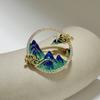 Broche Figura Qianli Jiangshan Pin de Traje Exquisito de Gama Alta para Mujer Estilo Chino Ropa Fija Elegante Corsage Accesorios