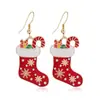 Pendientes de Navidad Transfronterizos Europeos y Americanos Venta Caliente en Amazon Nuevo Aleación Goteo de Aceite Árbol de Navidad Muñeco de Nieve Pendientes de Navidad
