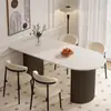 Encimera de Isla Semicircular Mesa de Comedor de Losa de Roca Sillas de Comedor Combinación para el Hogar Mesa de Comedor de Celebridad de Internet para Apartamento Pequeño Simple de Lujo Ligero Moderno Italiano