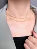 Collar de acero de titanio de doble capa para llevar apilado, cadena de clavícula con guisantes, temperamento coreano, combina con todo, collar de moda para mujer 2024 nuevo