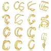 Nuevo juego de 15 piezas de Amazon con agujeros para las orejas, clip para hueso de oreja, apto para Europa y América, aretes colgantes de serpiente geométricos de moda para mujer