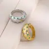 Anel de Luxo Leve com Pontos de Diamante Escovado para Mulheres, Anel Ajustável de Prata Esterlina S925 Banhado a Ouro com Diamante Verde, Popular no Xiaohongshu, Sensação de Alta Qualidade