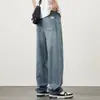 Calça Jeans Masculina de Tencel Verão Fina Estilo Americano Solta Reta Tendência Versátil Gelo Oxigênio Casual Calça Larga