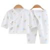Traje de Ropa Interior Delgada de Verano para Bebé Recién Nacido Algodón Dos Piezas Velcro Abertura en la Entrepierna Sin Huesos Ropa de Monje para Bebé