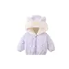 Elegante abrigo para bebé forrado de polar, nueva chaqueta suéter peluda con capucha de dibujos animados para niños de otoño e invierno, abrigo de estilo dulce