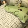 Conjunto de Cama de Algodão Lavado de Quatro Peças no Estilo Ins Capa de Edredom Solteiro Dormitório Estudantil Colcha Conjunto de Três Peças para Primavera e Verão