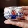 Fabricante 999 Plata Dorada Buda Sentado Loto Arhat Taza Cerámica Kung Fu Juego de Té Taza de Té China Gama Alta Taza de Té Taza de Maestro