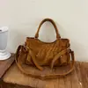 Bolso de ante retro de gran capacidad para debajo del brazo para mujer 2026 nuevo bolso cruzado de otoño e invierno estilo coreano bolso de un solo hombro para el día a día