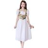 Vestido Elegante de Estilo Palacio Retro con Tirantes Reductores de Edad Francés para Mujer, Dulce Vestido de Princesa A-Line Dulce Lechoso