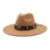 Chapéu de Lã com Aba Larga, Estilo Étnico, Chapéu Jazz para Homens e Mulheres, Novo Estilo Outono/Inverno Ocidental, Top Coração de Pêssego