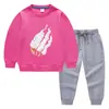 Primavera e Outono 2023 nova roupa infantil transfronteiriça suéter infantil calça conjunto de duas peças cor sólida bebê algodão manga longa