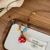 Collar con Colgante de Cachorro Juguetón y Manzana Adecuado para Verano, Cadena Larga Tejida para Suéter Dopamina Linda para Mujer