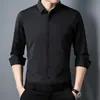 Camisa Casual Versátil de Manga Larga para Hombre, Color Sólido, Sin Planchar, Primavera y Otoño 2025, Top para Hombre de Negocios, Venta al por Mayor