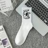 Calcetines de talla grande transfronterizos, calcetines de algodón de moda para hombre, medias de color sólido en blanco y negro, calcetines de baloncesto de primavera y verano para mujer, al por mayor