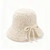 Sombrero de Pescador de Punto Hueco de Lana para Mujer, Sombrero Tipo Cubo Versátil para Otoño e Invierno, Moderno, Transpirable, Estilo Universitario