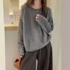 Otoño/Invierno 2026 Nuevo Suéter de Lana para Mujer Cuello Redondo Ganchillo Capa Base Holgado Perezoso Ropa Interior