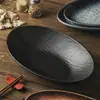 Prato de Peixe Estilo Japonês Cerâmica para Casa Louça Prato Oval Prato para Peixe Cozido Criativo Grande Novo Prato para Servir Peixe Cozido