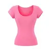 Top sexy estilo americano de manga curta e decote em U profundo para o verão, acentuando a silhueta com cintura fina e ombros retos