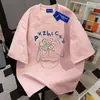 Camiseta de Verano Casual de Algodón Puro de Peso Pesado con Personalidad Estampado Tie-Dye Cuello Redondo Manga Corta Corte Holgado de Nicho Top Unisex Ropa de Pareja