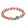 Pulsera de Cristal de Cuarzo Fresa Natural, con Cuarzo Fresa, una pulsera delicada y elegante para mujer, una pieza de joyería única y exquisita, perfecta como regalo para tu novia