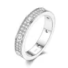 Anillo Estrellado de Banda Estrecha al por Mayor en Stock para Mujer, Anillo de Diamantes de Doble Fila de Lujo Ligero de Nicho de Gama Alta, Anillo de Acero Inoxidable