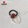 Anillo de Cinabrio Piedra Cruda Arena Dorada Púrpura Cuentas Pixiu Flor Rosa Anillo de Espinela Anillo Elástico Suministro en Vivo
