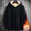 Traje deportivo de terciopelo de cordero para hombre, invierno, holgado, talla grande, con forro polar, grueso, cálido, sudadera con capucha y pantalones casuales