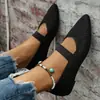 Zapatos de Punto Flyknit Transpirables Planos de Boca Baja de Talla Grande para Mujer, Zapatos de Baile de Punta Aguda de Color Puro Hueco, Comercio Exterior Europeo y Americano, Deseo