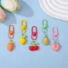 Pingente Chaveiro de Contas de Quebra-Cabeça, Chaveiro de Resina Festa de Frutas Vibrantes e Coloridas, Chaveiro DIY Fofo e Feminino