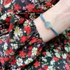 Pulsera Trenzada de Cristal Luna Azul Hilo Ajustable Pulsera de Pareja Regalo Joyería Azul Diseño de Nicho