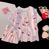 Pijama Nuevo de Verano 2026 para Niñas, Bonito de Manga Corta y Shorts, Pijama de Algodón Nube, Conjunto de Verano para Niños Mayores
