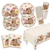 Novo Conjunto de Louças para Festa de Aniversário Infantil Desenho Animado Capivara Guardanapos Toalha de Mesa Decoração de Cenário