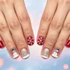 Comércio Exterior Mais Vendido 24 Peças Nail Art Floco de Neve de Natal Boneco de Neve Francês Glitter Artesanato Unhas Quadradas Curtas Usáveis Atacado