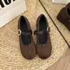 Separadores de Dedos Falsos Otoño 4cm Tacón Bajo Estilo Nuevo Estampado de Leopardo Zapatos Planos de Ballet 2026 Suela Suave Retro Mary Janes Aumento de Altura Interior