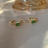 Estilo Ins Zircônia Verde Metal Fivela de Orelha Feminina Retrô Personalizada Simples Versátil Brincos Elegantes Brincos de Alta Qualidade